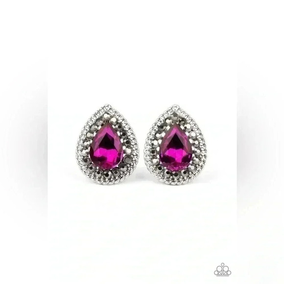 Pink Teardrop Earrings - Picture 2 of 4